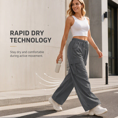Quick-Dry Wide-Leg Cargo Pants