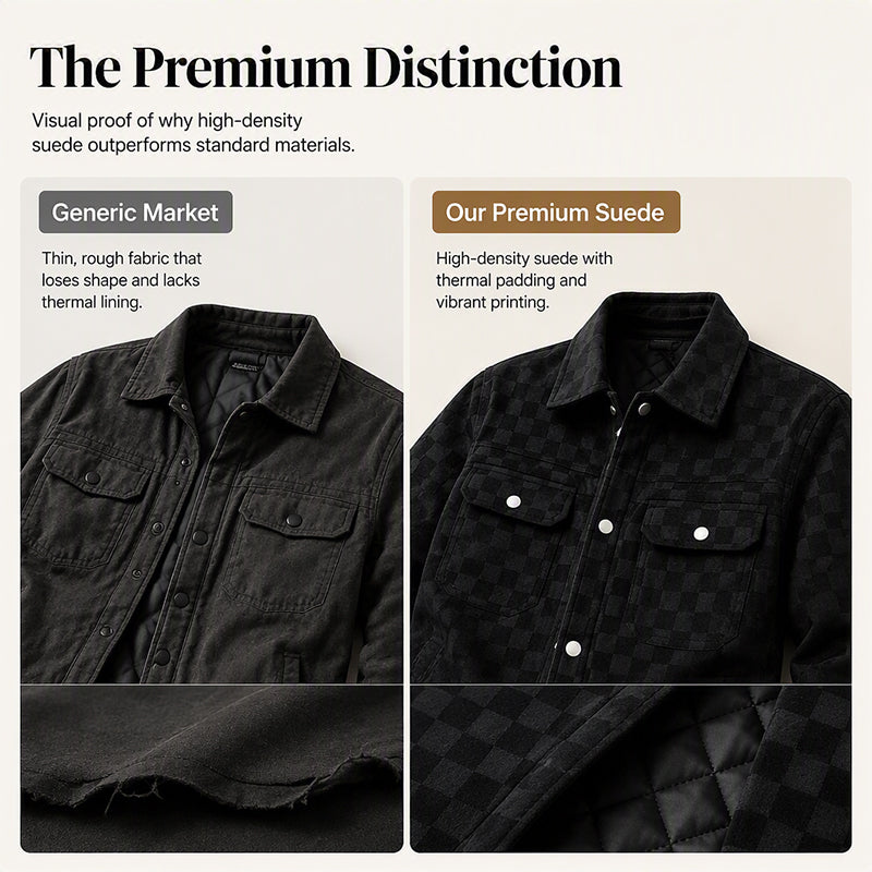 Men's Faux Suede Checkerboard Jacket