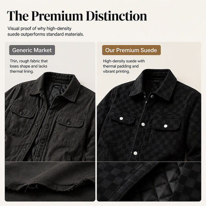 Men's Faux Suede Checkerboard Jacket