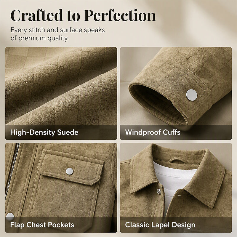 Men's Faux Suede Checkerboard Jacket