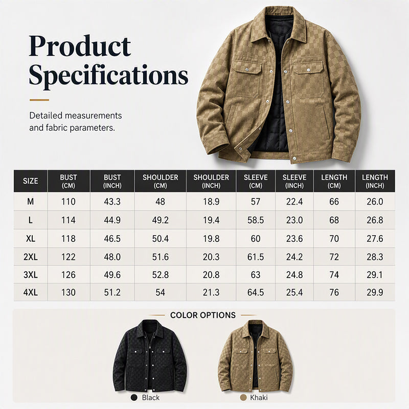 Men's Faux Suede Checkerboard Jacket