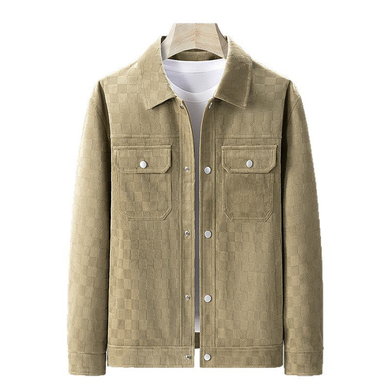 Men's Faux Suede Checkerboard Jacket