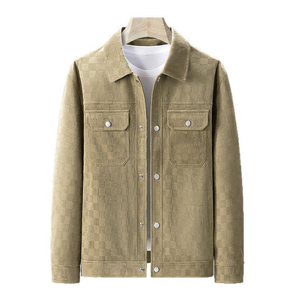 Men's Faux Suede Checkerboard Jacket