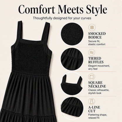 Women's Smocked Dress Spaghetti Strap Tiered Dress
