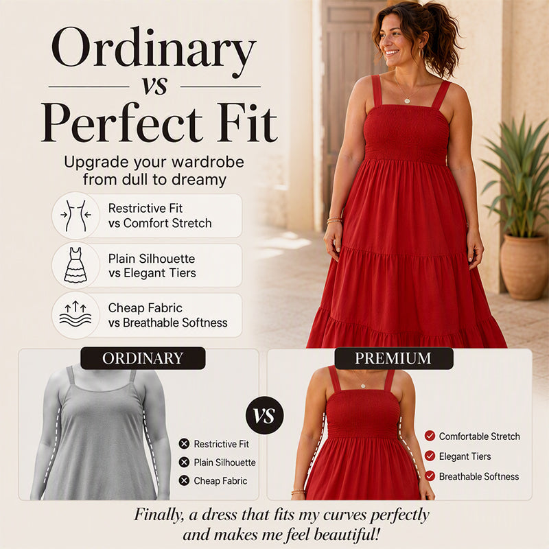 Women's Smocked Dress Spaghetti Strap Tiered Dress