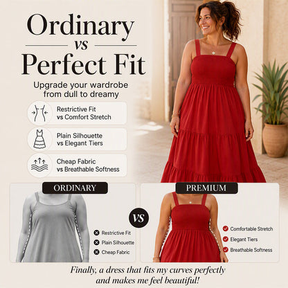 Women's Smocked Dress Spaghetti Strap Tiered Dress