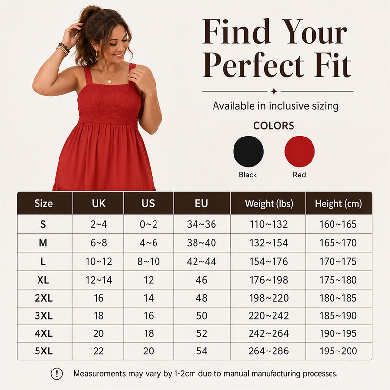 Women's Smocked Dress Spaghetti Strap Tiered Dress