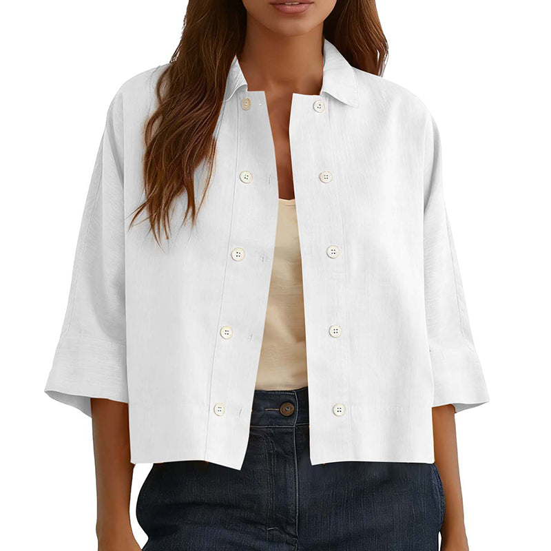 Women's Double-Breasted Half Sleeve Shirt