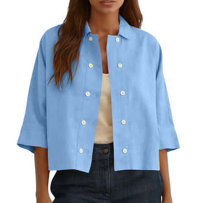 Women's Double-Breasted Half Sleeve Shirt