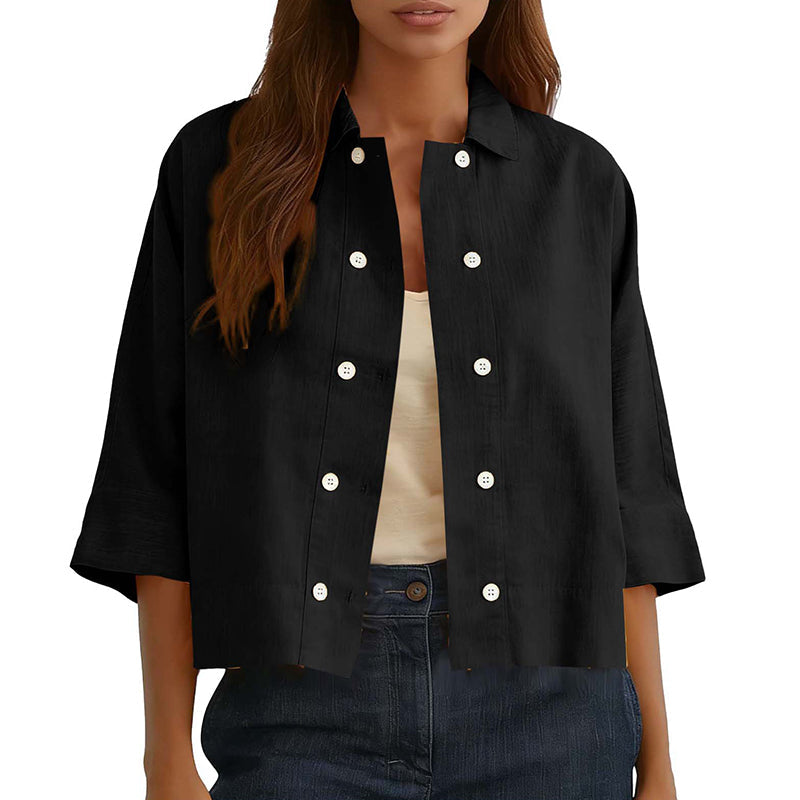 Women's Double-Breasted Half Sleeve Shirt