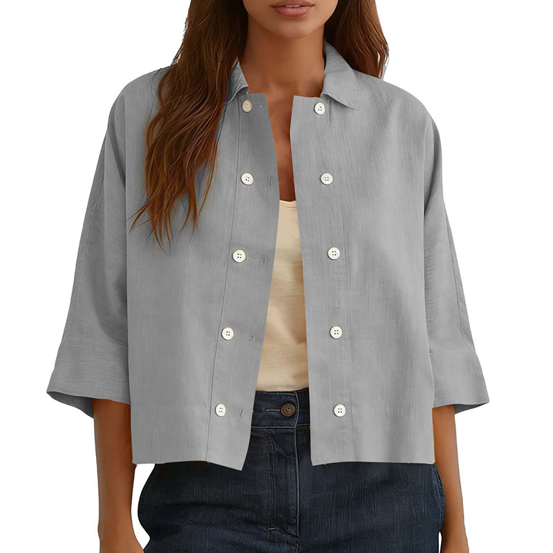 Women's Double-Breasted Half Sleeve Shirt