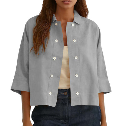 Women's Double-Breasted Half Sleeve Shirt