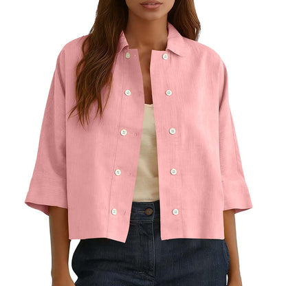 Women's Double-Breasted Half Sleeve Shirt
