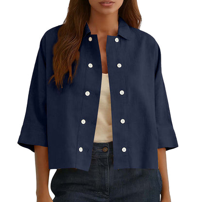Women's Double-Breasted Half Sleeve Shirt