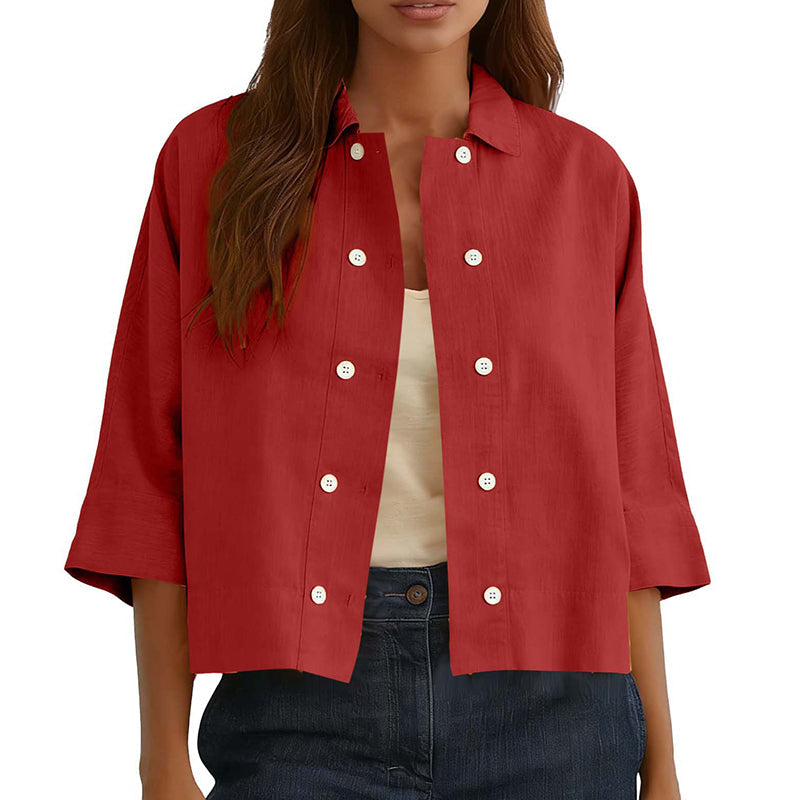 Women's Double-Breasted Half Sleeve Shirt