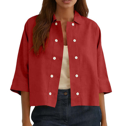 Women's Double-Breasted Half Sleeve Shirt