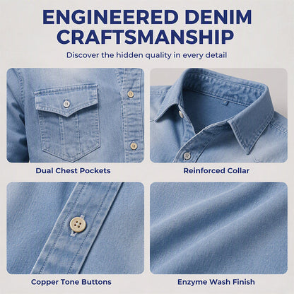 Men's Casual Long Sleeve Denim Shirt