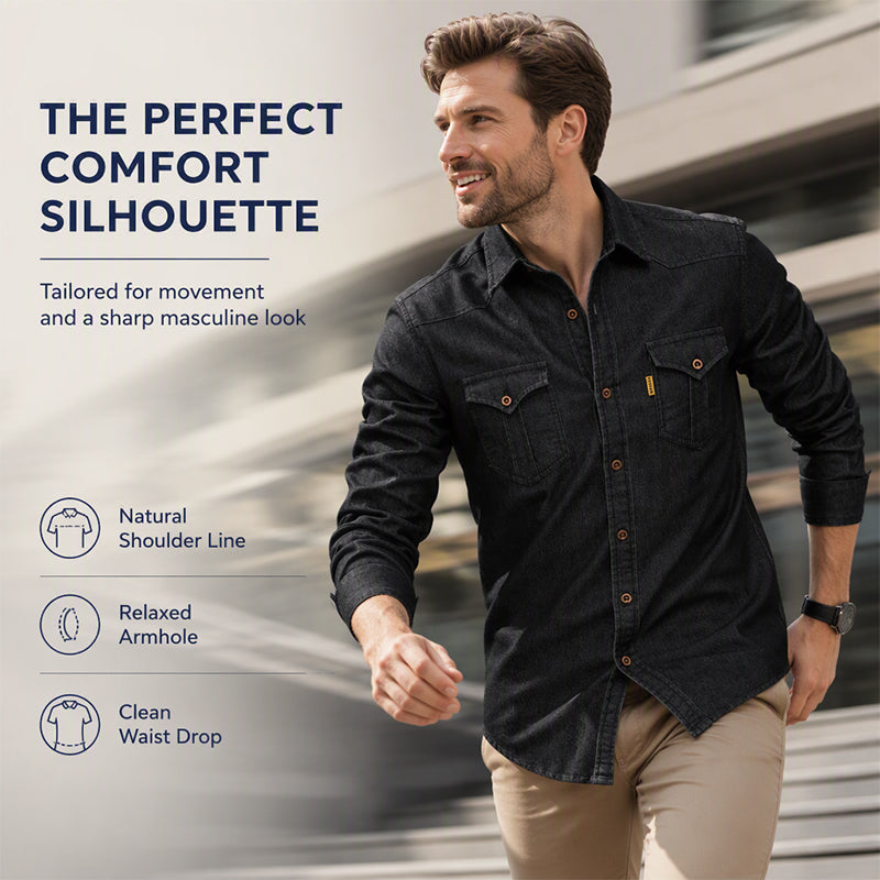 Men's Casual Long Sleeve Denim Shirt