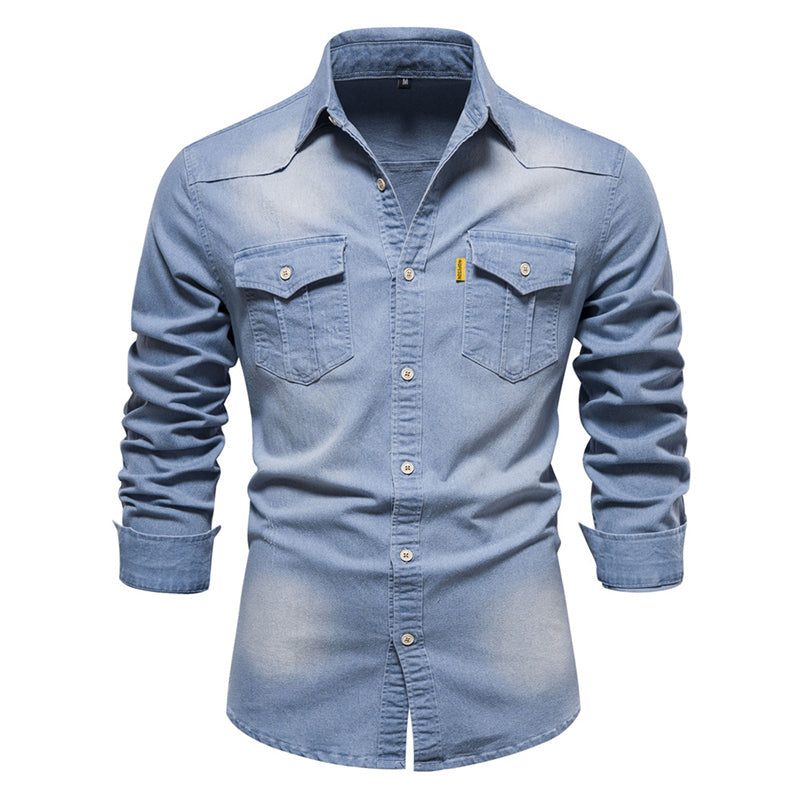 Men's Casual Long Sleeve Denim Shirt