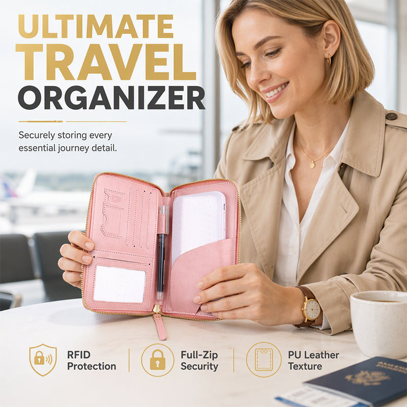 Multifunctional RFID Blocking Travel Passport Wallet