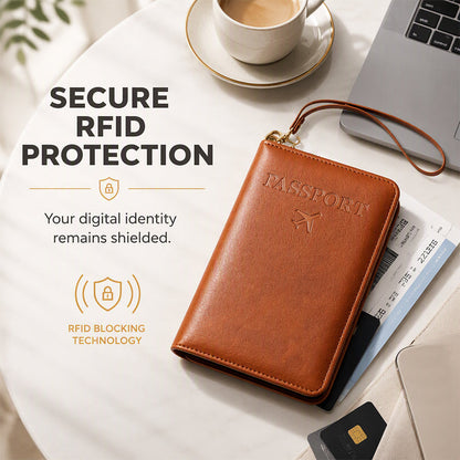 Multifunctional RFID Blocking Travel Passport Wallet