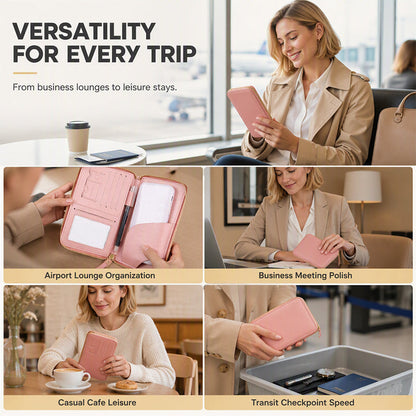 Multifunctional RFID Blocking Travel Passport Wallet