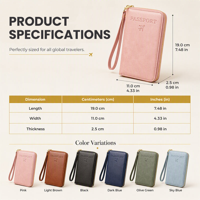 Multifunctional RFID Blocking Travel Passport Wallet