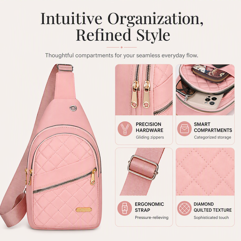 Lightweight Quilted Crossbody Sling Bag