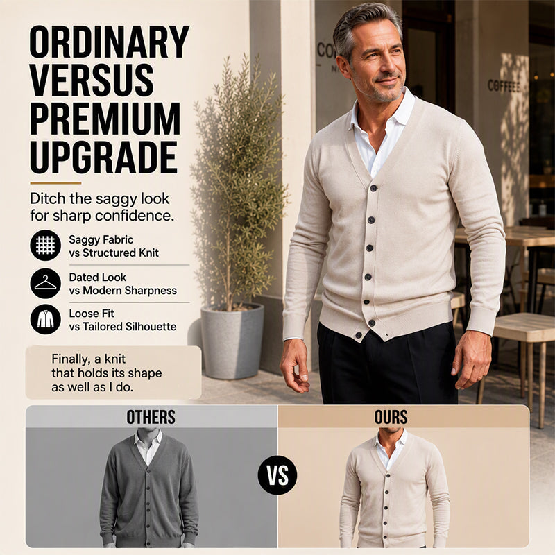 Men's Casual V-Neck Knit Cardigan