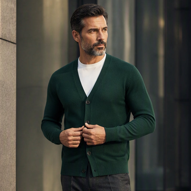 Men's Casual V-Neck Knit Cardigan