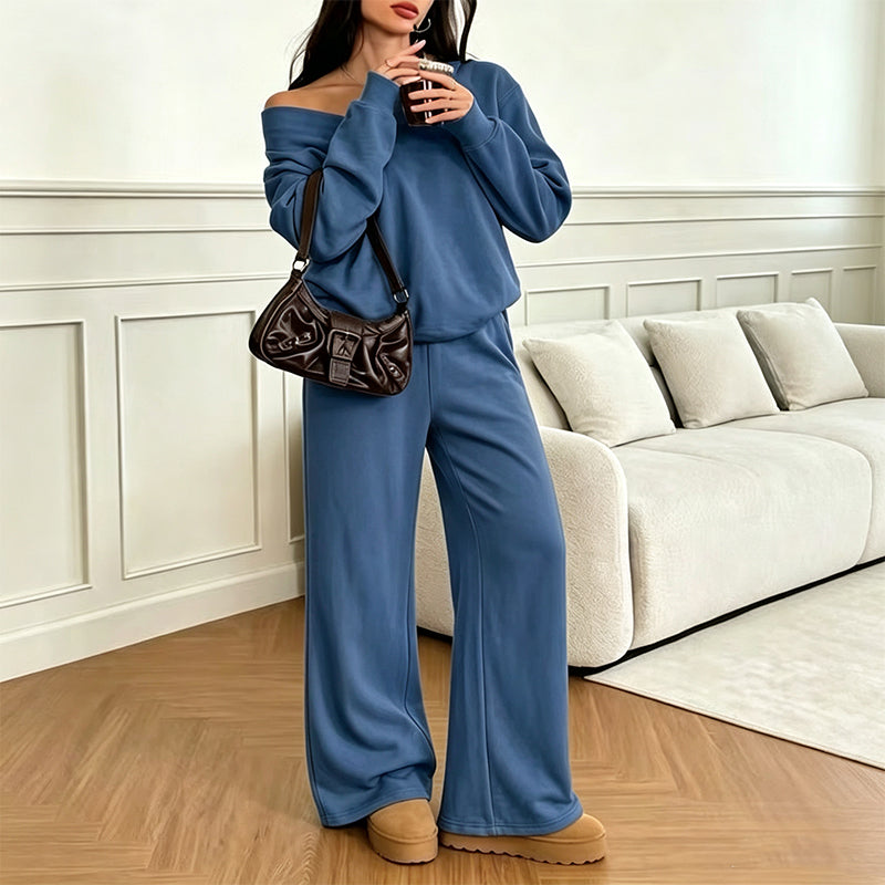 Women's Off Shoulder Sweatshirt & Pants Set