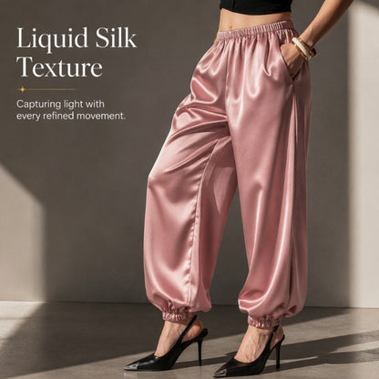 Women's Loose Satin Harem Pants