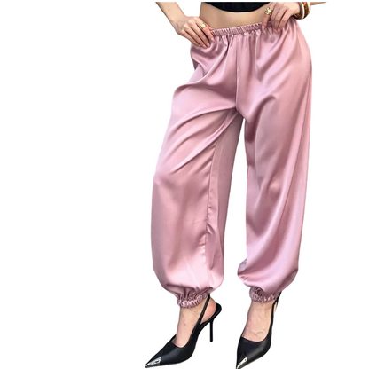 Women's Loose Satin Harem Pants