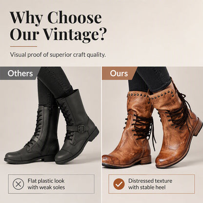 Women’s Lace-Up Low-Heel Round Toe Ankle Boots