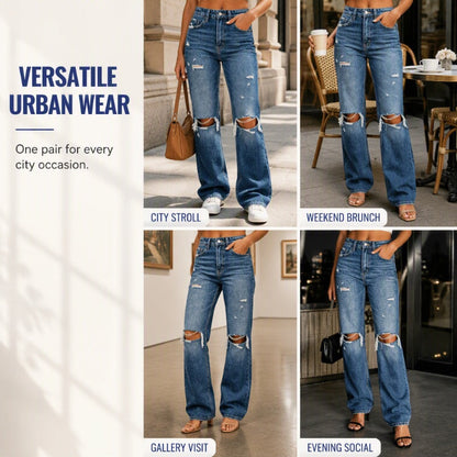 Women's Chic High Waisted Ripped Jeans