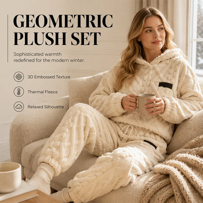 Women's Plush Cable Knit Hoodie & Pants Set