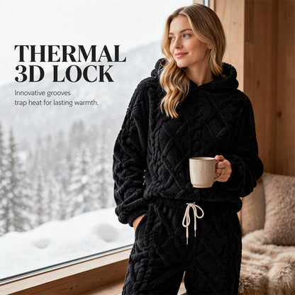 Women's Plush Cable Knit Hoodie & Pants Set