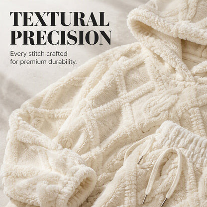 Women's Plush Cable Knit Hoodie & Pants Set
