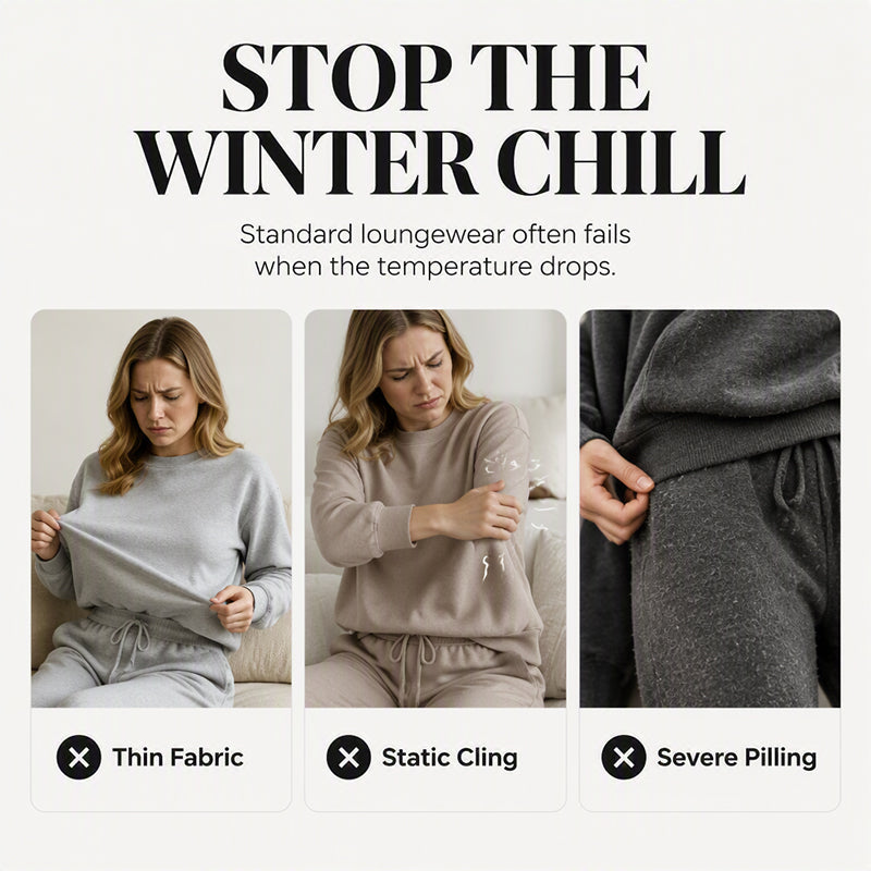 Women's Plush Cable Knit Hoodie & Pants Set
