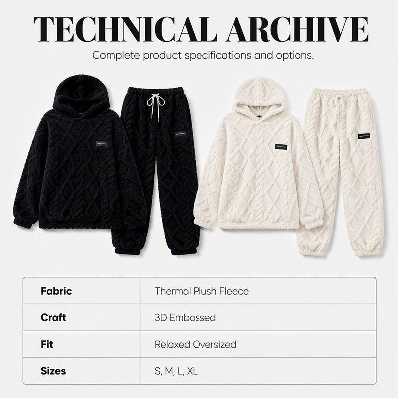 Women's Plush Cable Knit Hoodie & Pants Set