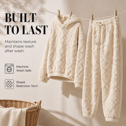 Women's Plush Cable Knit Hoodie & Pants Set