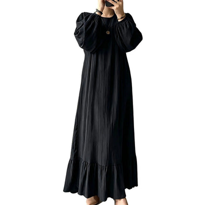 Women's Ruffle Hem Long Sleeve Maxi Dress