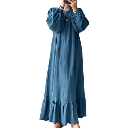 Women's Ruffle Hem Long Sleeve Maxi Dress