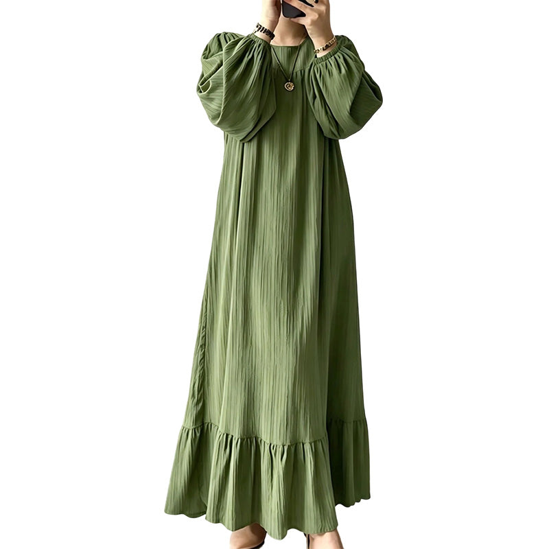 Women's Ruffle Hem Long Sleeve Maxi Dress