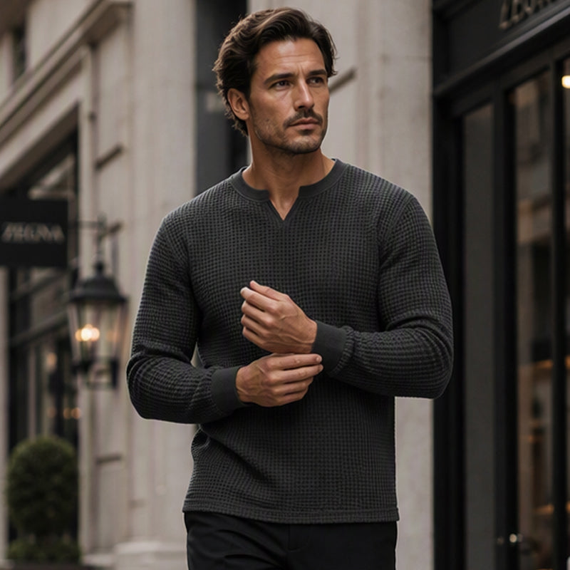 Men's Slim Fit Waffle Knit V-Neck Shirt