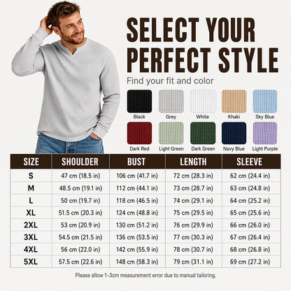Men's Slim Fit Waffle Knit V-Neck Shirt