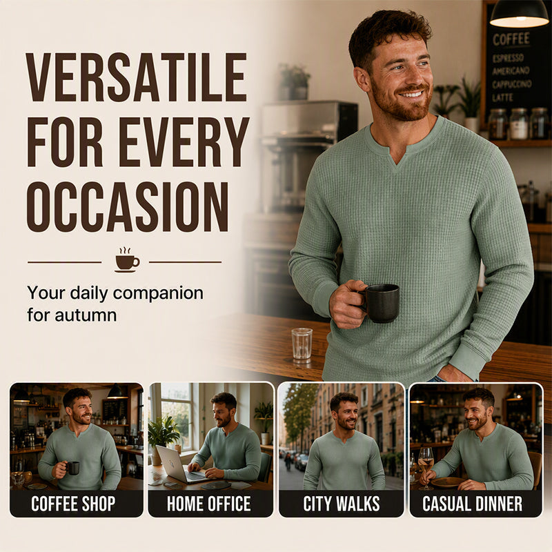 Men's Slim Fit Waffle Knit V-Neck Shirt