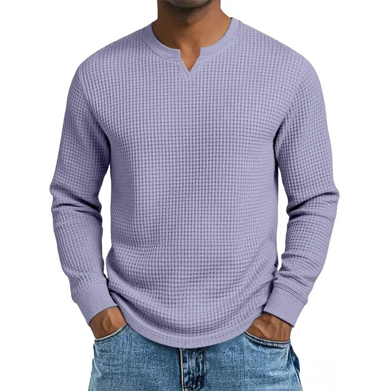 Men's Slim Fit Waffle Knit V-Neck Shirt