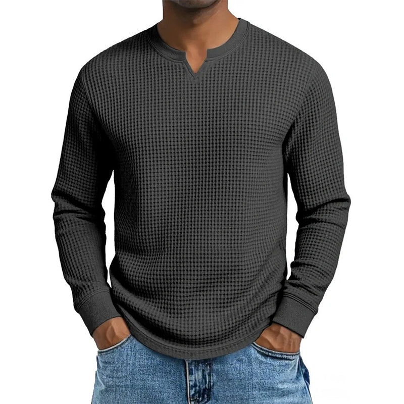Men's Slim Fit Waffle Knit V-Neck Shirt