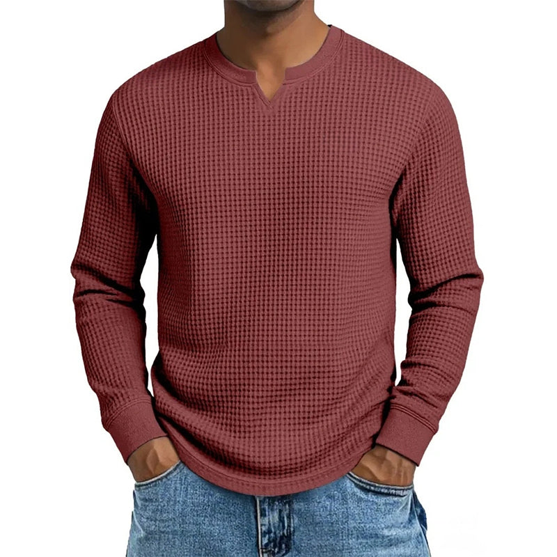 Men's Slim Fit Waffle Knit V-Neck Shirt